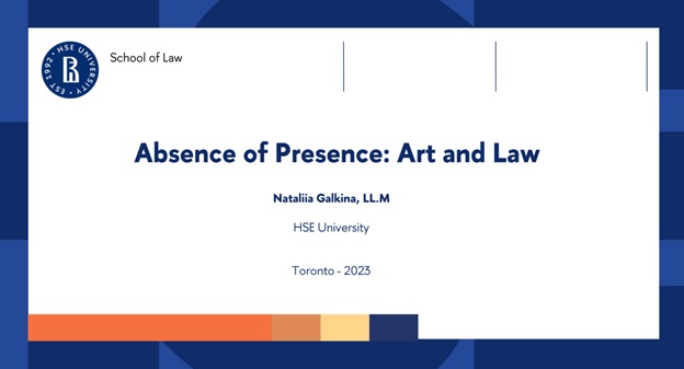 Иллюстрация к новости: Выступление на Конференции в Университете Торонто по тематике взаимосвязи права и искусства.